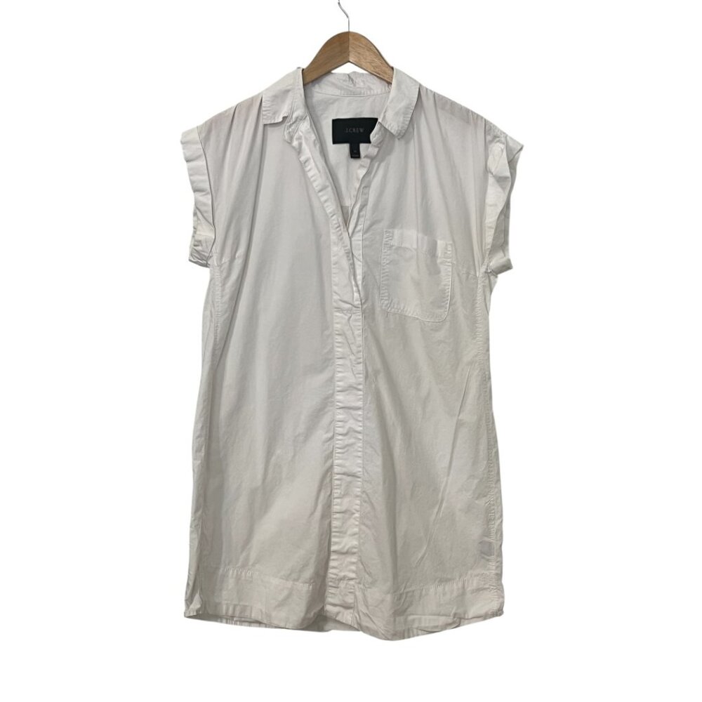J.Crew White Cotton Short Sleeve Popover Casual Summer Tunic Dress Women M